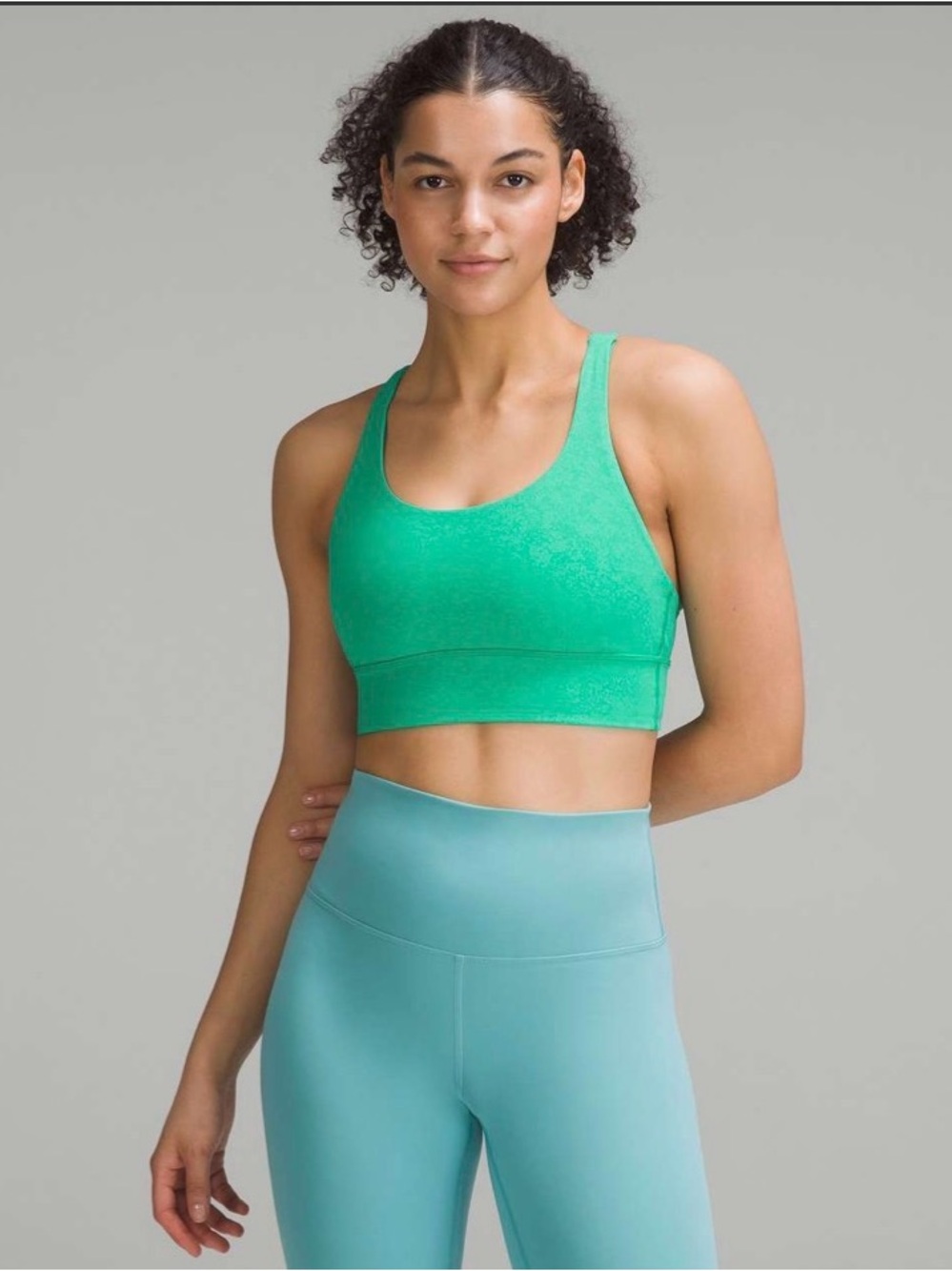 Lululemon Energy Longline Bra  B–D Cups Blaze Maldives Green Size 8